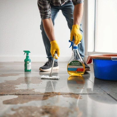 Cleaning stained concrete surfaces with household items