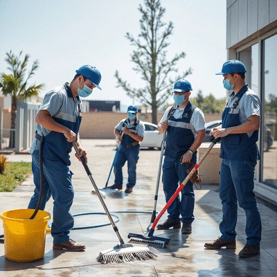 Expert cleaning service team at work