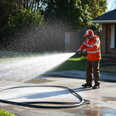 Pressure washing service in action