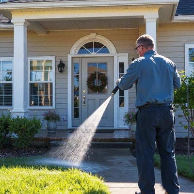Pressure washing service in action